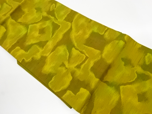 リサイクル　手織り紬抽象模様織出し名古屋帯